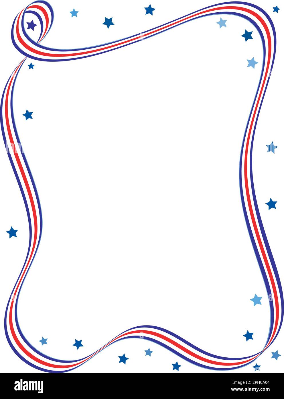 USA Themed Border - Star and Stripes - adatta a 8,5 x 11 pollici; grafica vettoriale modificabile Illustrazione Vettoriale