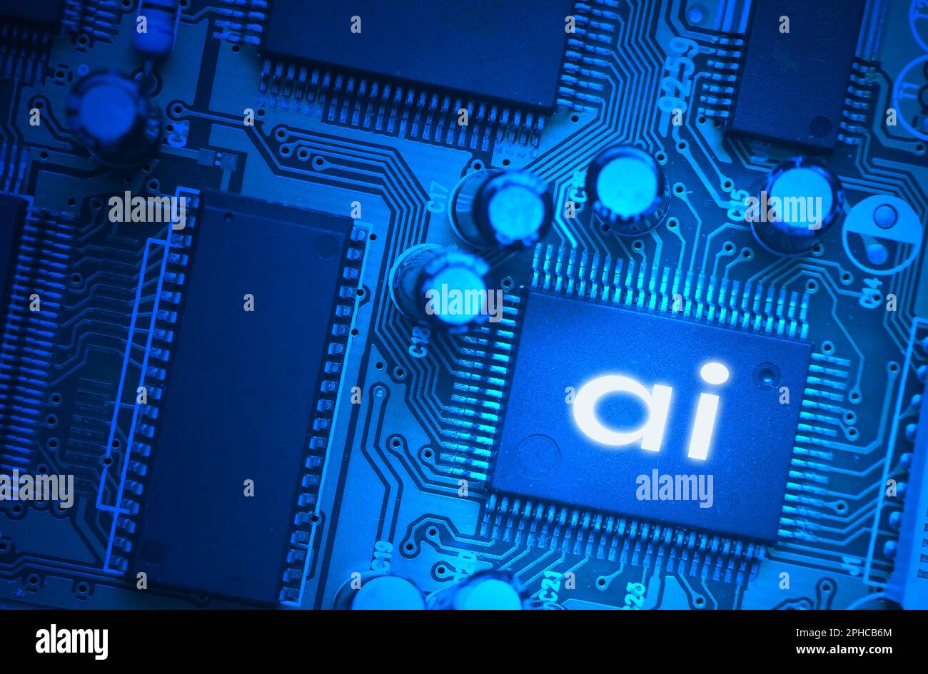 Chip per computer concetto di intelligenza artificiale. Tecnologia ai Foto Stock