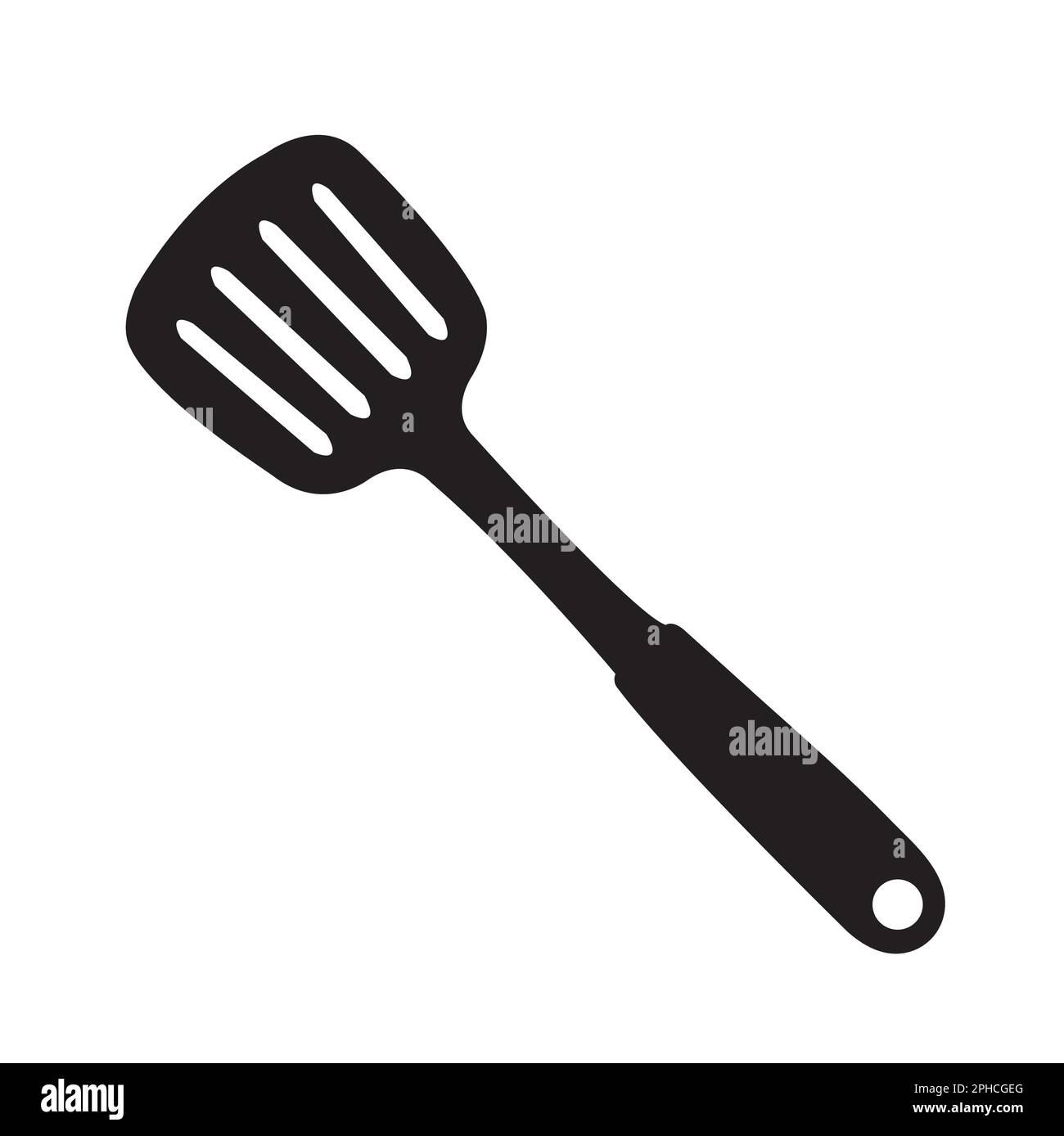 Spatola da cucina nera isolata su fondo bianco con spazio copia Illustrazione Vettoriale