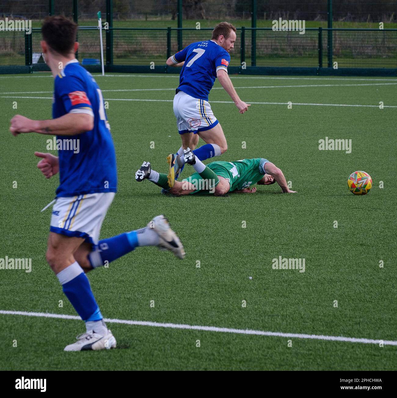 Bishops Cleeve FC vs Exmouth Town FC in Southern League - a Kayte Lane, Bishops Cleeve. Un sorteggio di $2 -2 nella Giornata Nazionale non di Lega Foto Stock