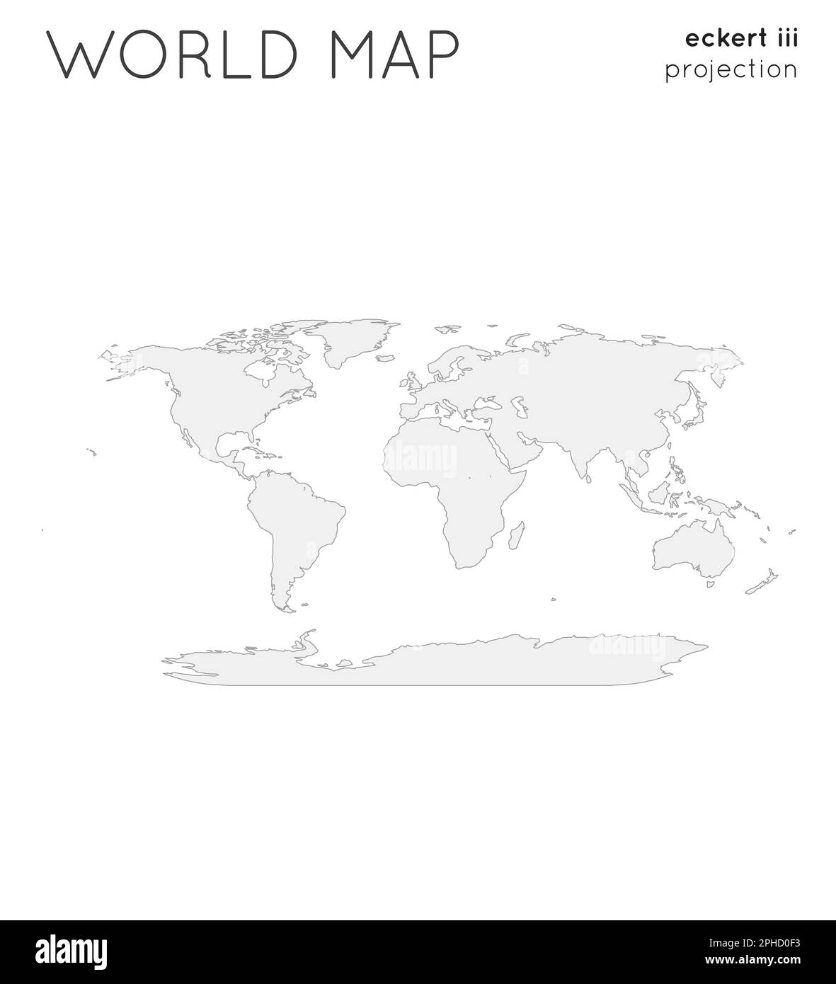 Mappa del mondo. Globo con proiezione Eckert III, stile semplice. Illustrazione vettoriale. Illustrazione Vettoriale
