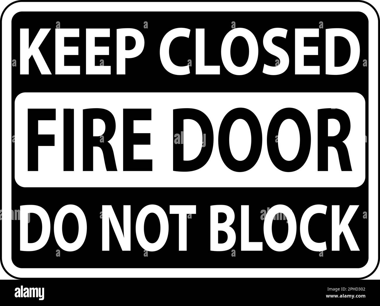 Tenere chiuso non bloccare il cartello della porta antincendio Illustrazione Vettoriale