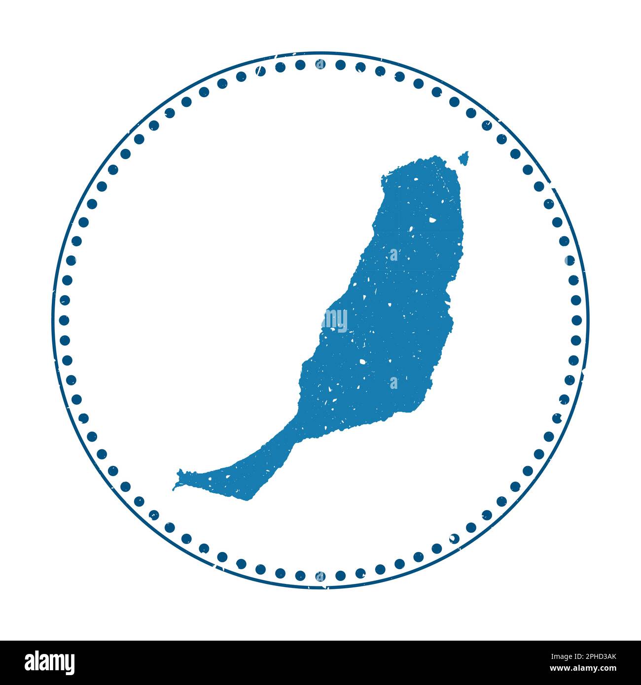 Adesivo Fuerteventura. Timbro da viaggio con mappa dell'isola, illustrazione vettoriale. Illustrazione Vettoriale