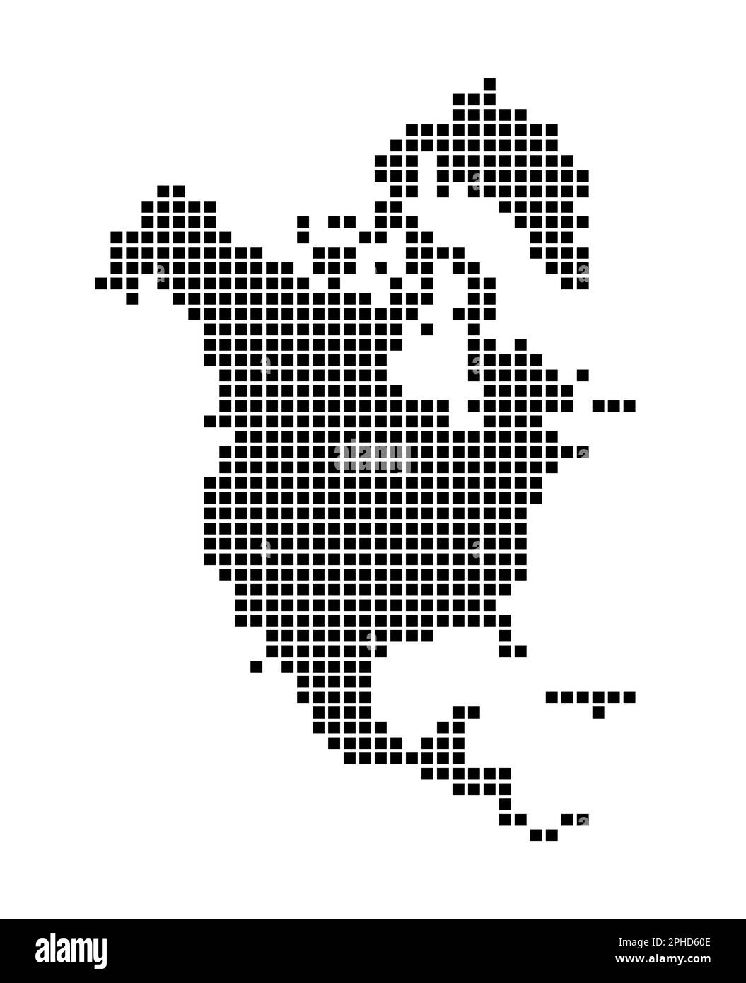 Mappa del Nord America. Mappa del Nord America in stile punteggiato. Bordi del continente pieni di rettangoli per il tuo progetto. Illustrazione vettoriale. Illustrazione Vettoriale