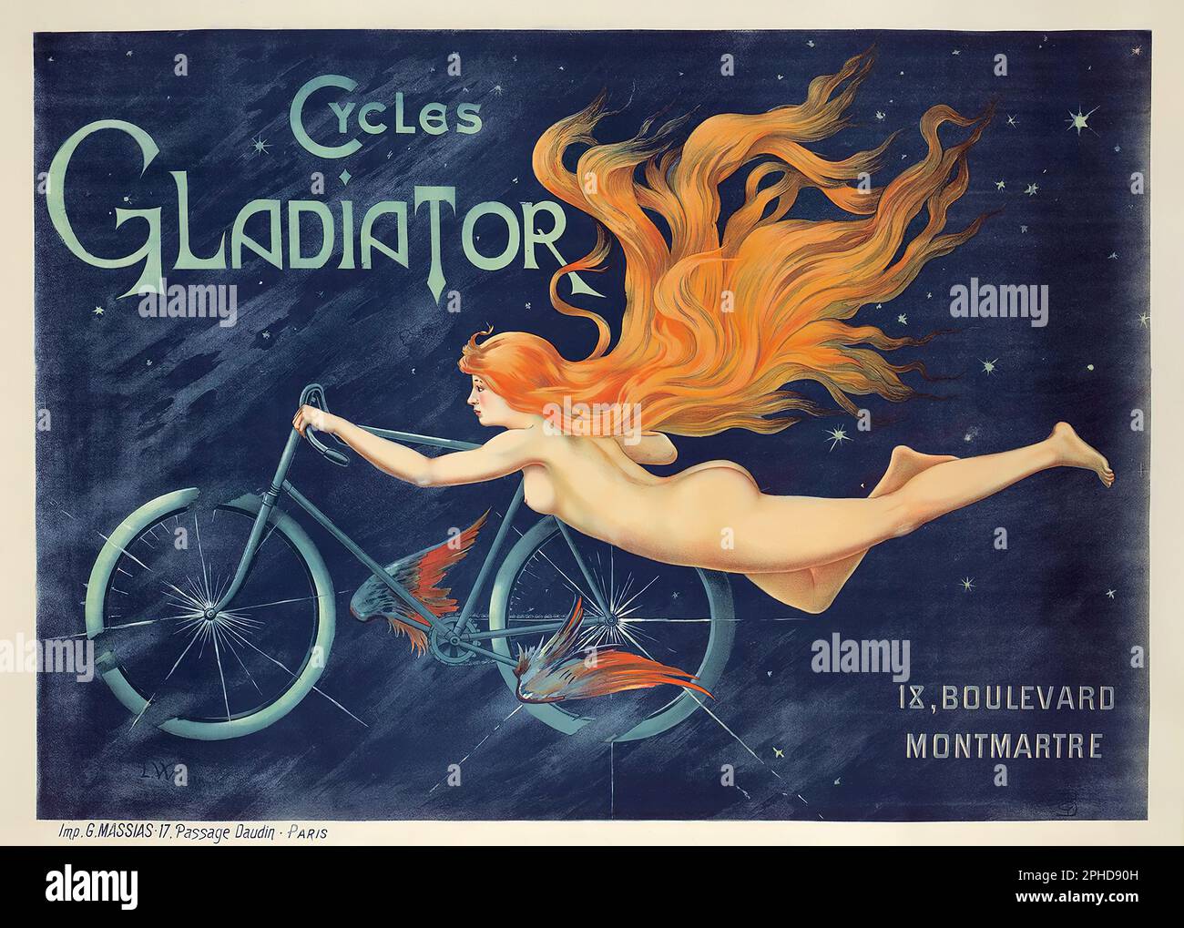 Cicli Frrench Gladiator poster pubblicitario 1895 Foto Stock
