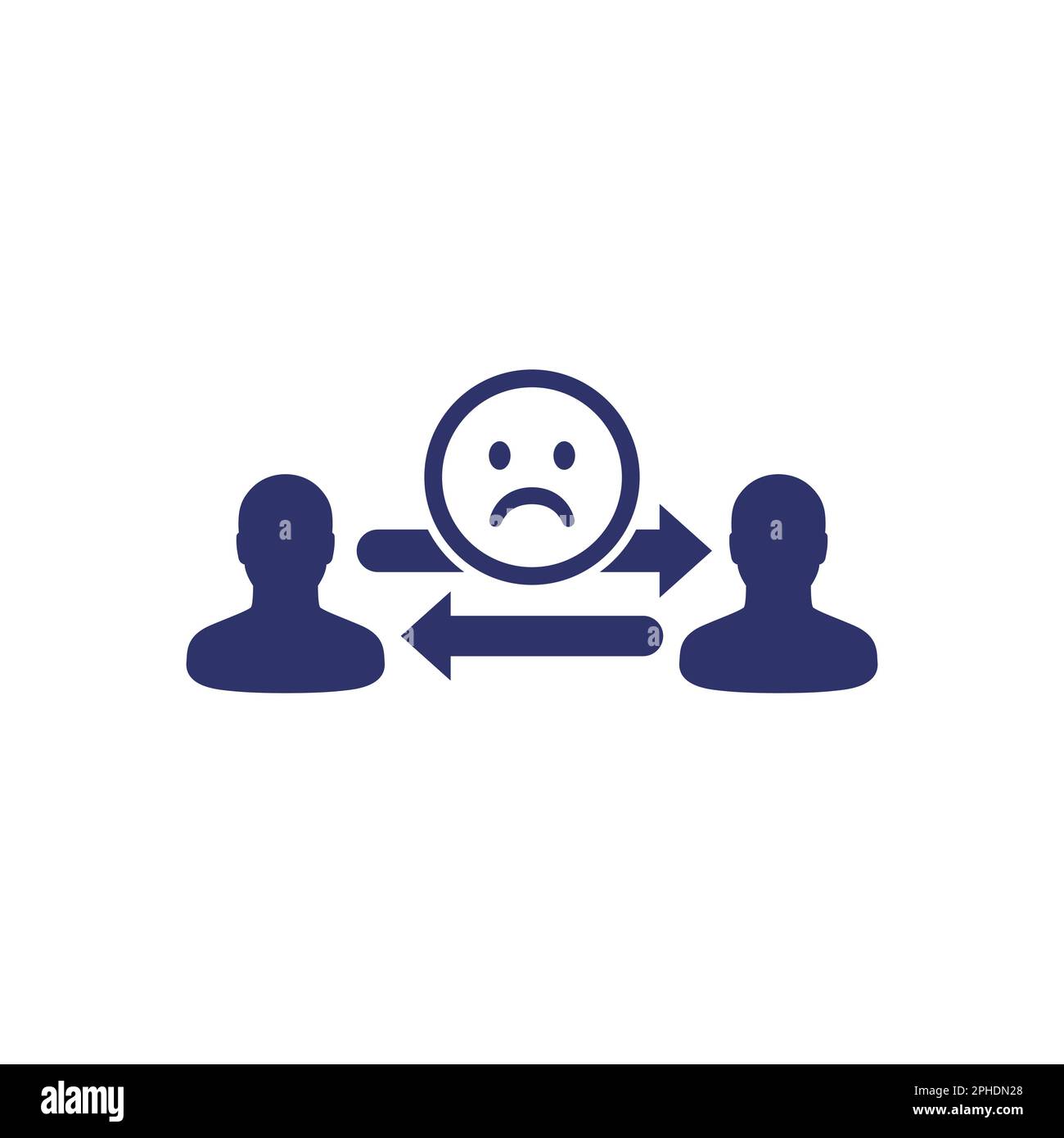 icona di interazione sociale negativa in bianco Illustrazione Vettoriale