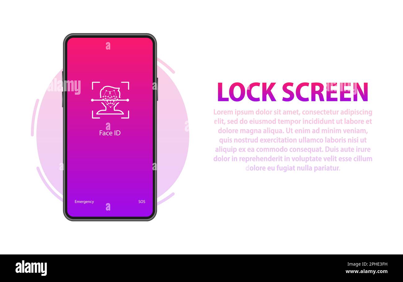 Smartphone con interfaccia per la schermata di blocco con codice di accesso. Protezione dello smartphone e dei dati personali da accessi non autorizzati Illustrazione Vettoriale