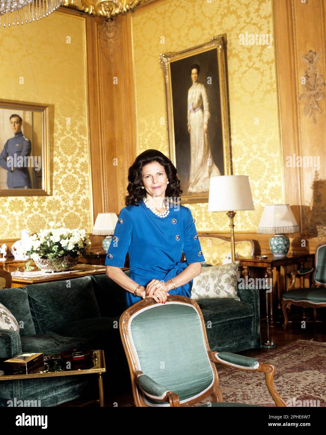 Regina Silvia di Svezia. Nato il 23 dicembre 1943. Moglie del re Carlo XVI Gustaf. Foto nella camera della principessa Sibyllas al castello reale di Stoccolma nel novembre 1993 Foto Stock
