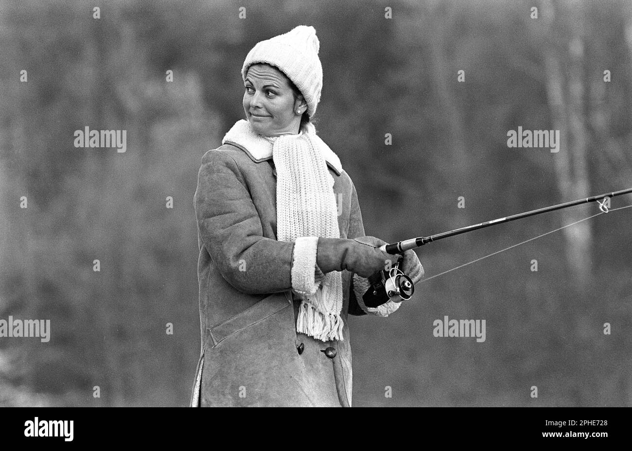 Regina Silvia di Svezia. Nato il 23 dicembre 1943. Moglie del re Carlo XVI Gustaf. Immagine 1976 durante la pesca. Foto Stock