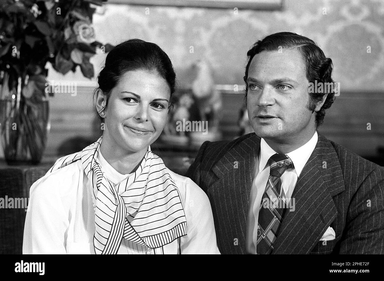 Carl XVI Gustaf e Silvia Sommerlath. Carl XVI Gustaf, re di Svezia. Nato il 30 aprile 1946. Foto scattata il 13 marzo 1976 il giorno dopo l'annuncio ufficiale del loro fidanzamento, il 12 marzo. Foto Stock