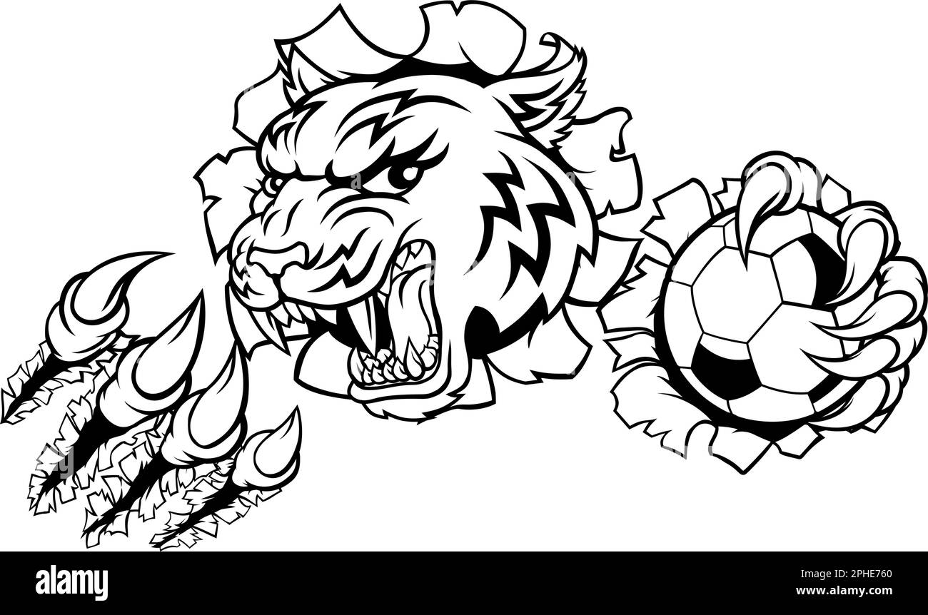 Tiger Soccer Football Player animale mascotte sportive Illustrazione Vettoriale Tiger Soccer Football Player animale mascotte sportive Illustrazione Vettoriale