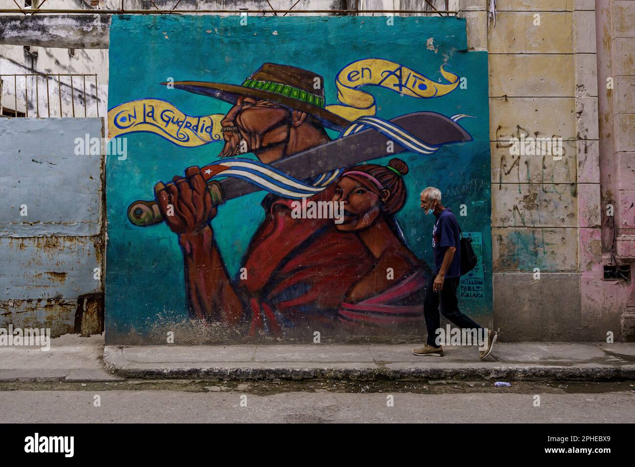 Grafiti a Habana, Cuba Foto Stock