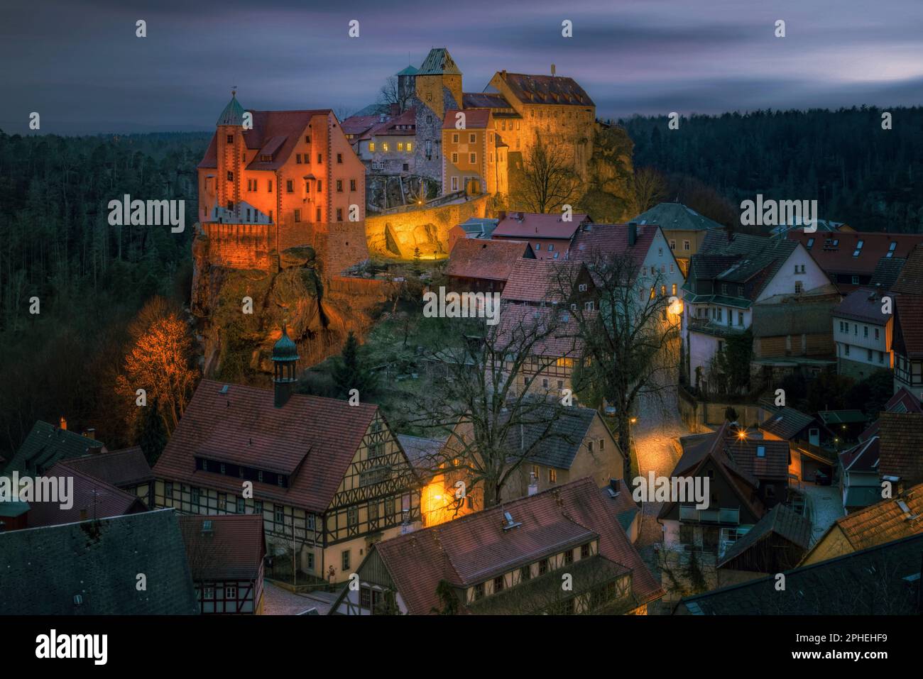 Hohnstein, Svizzera sassone, Sassonia, Germania Foto Stock