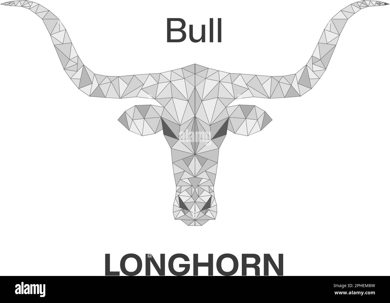 Il toro di Longhorn è un simbolo del Texas. Per un logo, un banner, un Web, come simbolo. Long Horn Bull Buffalo Cow bovini testa Toro Taurus logo design Illustrazione Vettoriale