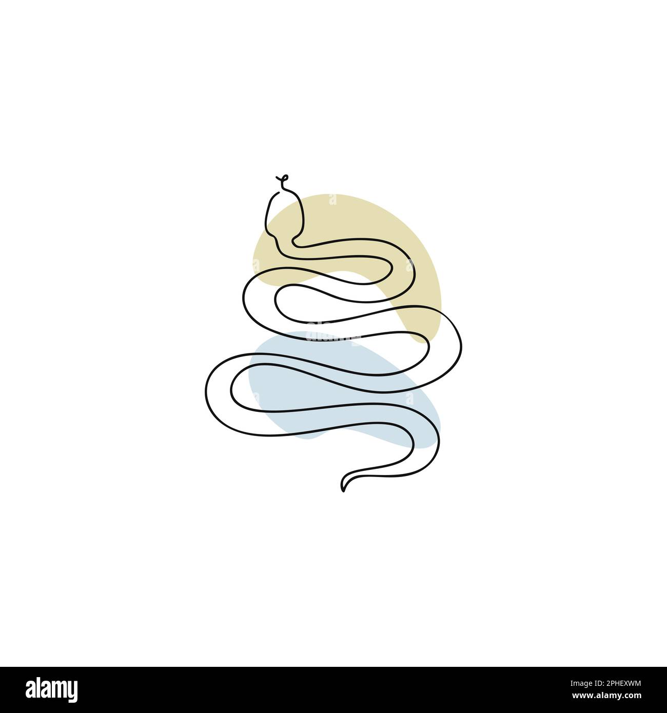 Simbolo cinese dello zodiaco Snake illustrazione in linea stile di arte con colore boho isolato su bianco Illustrazione Vettoriale
