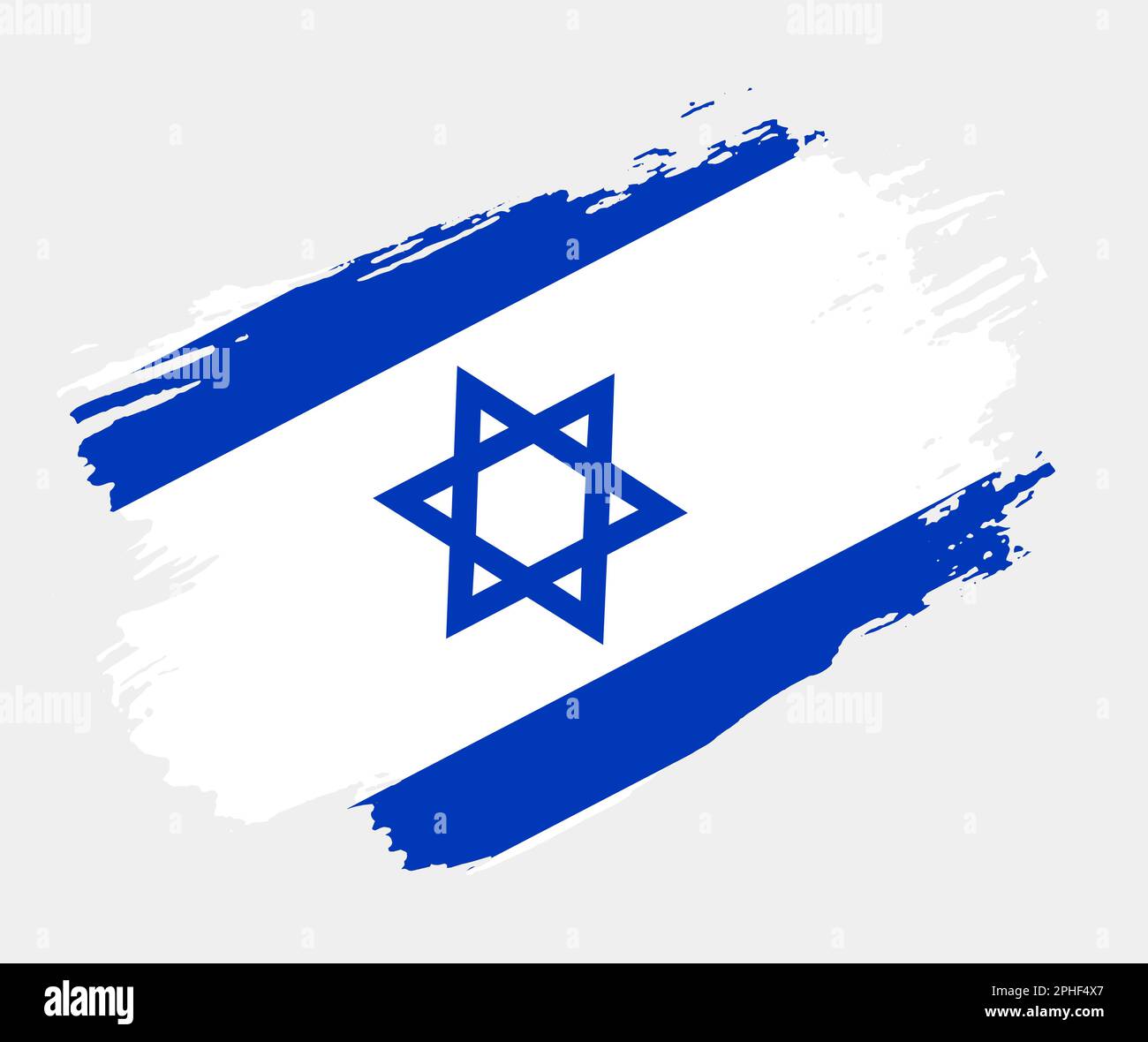Bandiera artistica del pennello grunge di Israele isolato su sfondo bianco. Elegante texture della bandiera nazionale Illustrazione Vettoriale