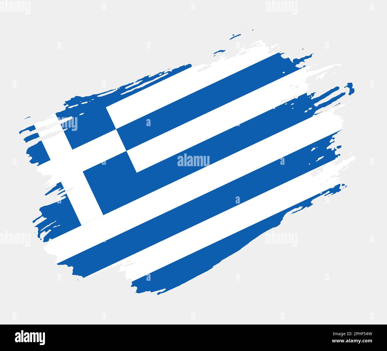 Bandiera artistica del pennello grunge della Grecia isolato su sfondo bianco. Elegante texture della bandiera nazionale Illustrazione Vettoriale