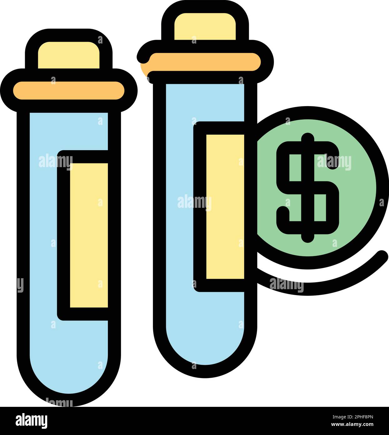 Icona di test a pagamento. Contorno pagato vettore di prova icona per il web design isolato su sfondo bianco piatto colore Illustrazione Vettoriale