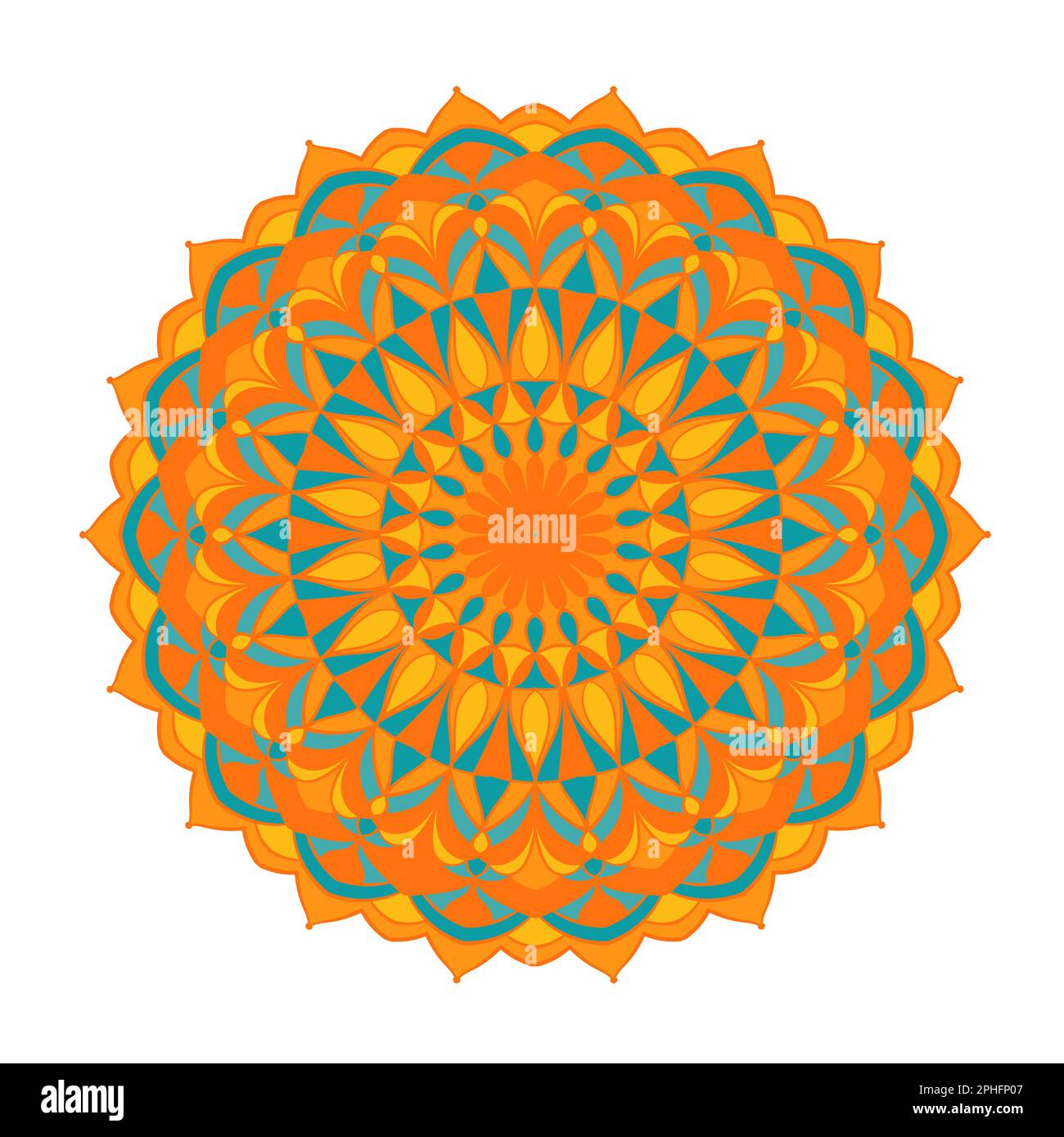 Ripetizione circolare. Elegante mandala ornamentale per henné, tatuaggio, adesivi decorativi. Illustrazione Vettoriale