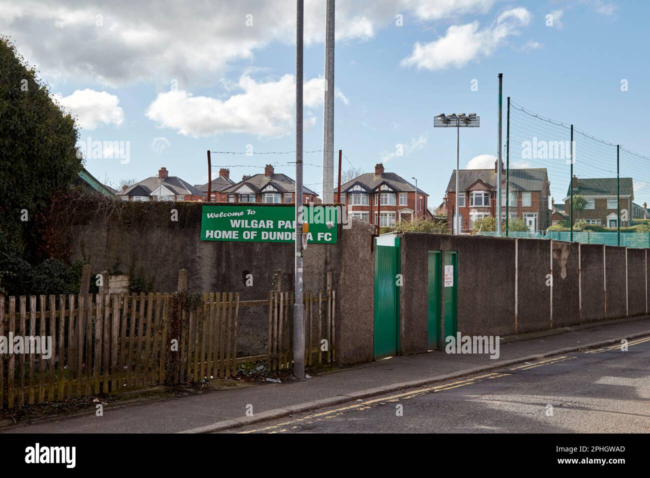 wilgar park, sede della squadra di calcio dundela strandtown, belfast orientale, irlanda del nord, regno unito Foto Stock
