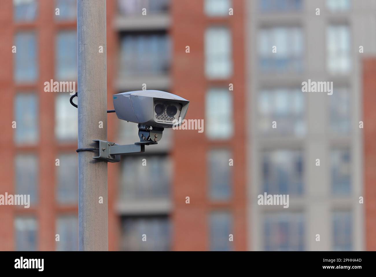 Telecamera ANPR (Automatic Number Plate Recognition) su un montante a Leeds Foto Stock