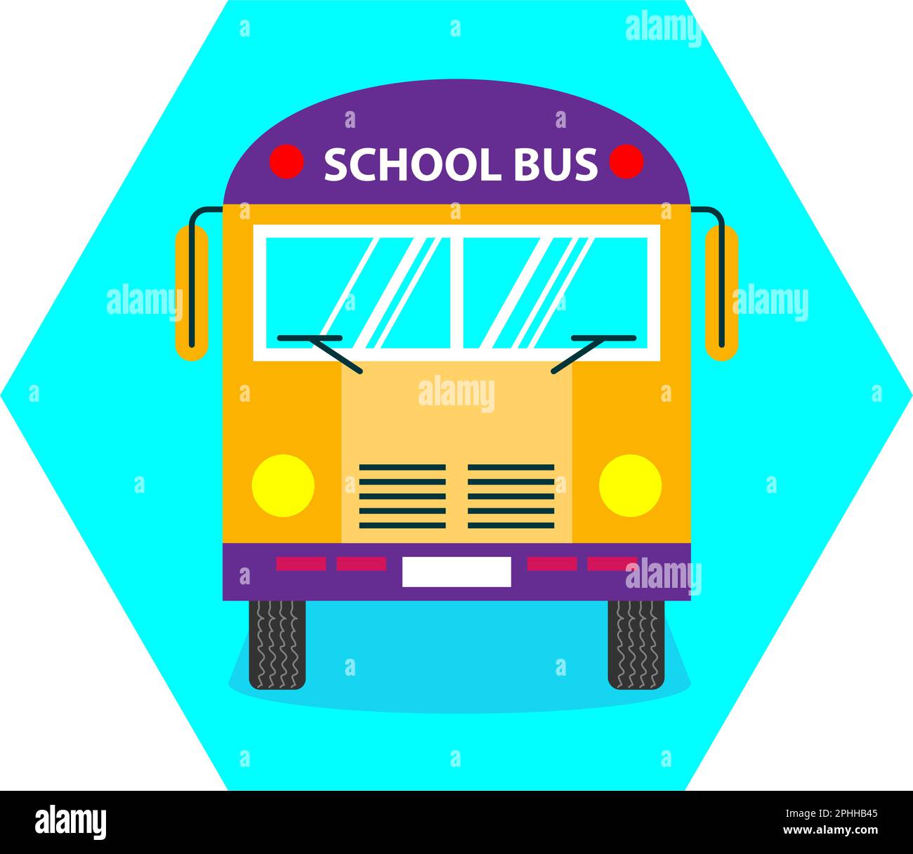 Bus scolastico sul vettore di illustrazione di percorso, istruzione Illustrazione Vettoriale