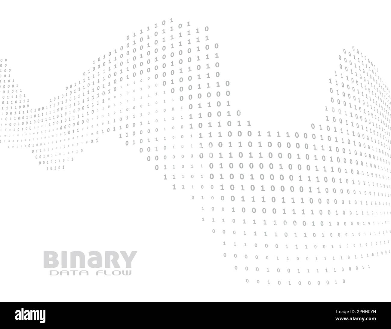 Flusso di dati binari. Onda digitale tramite streaming di uno e zero. Grafica vettoriale Illustrazione Vettoriale