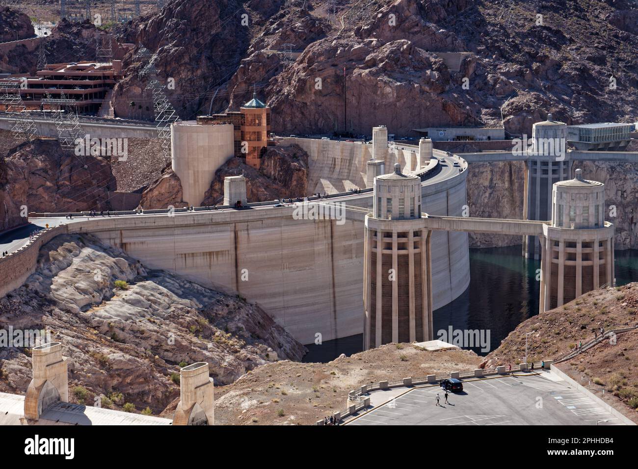 Diga di Hoover tra gli stati dell'Arizona e del Nevada, USA Foto Stock