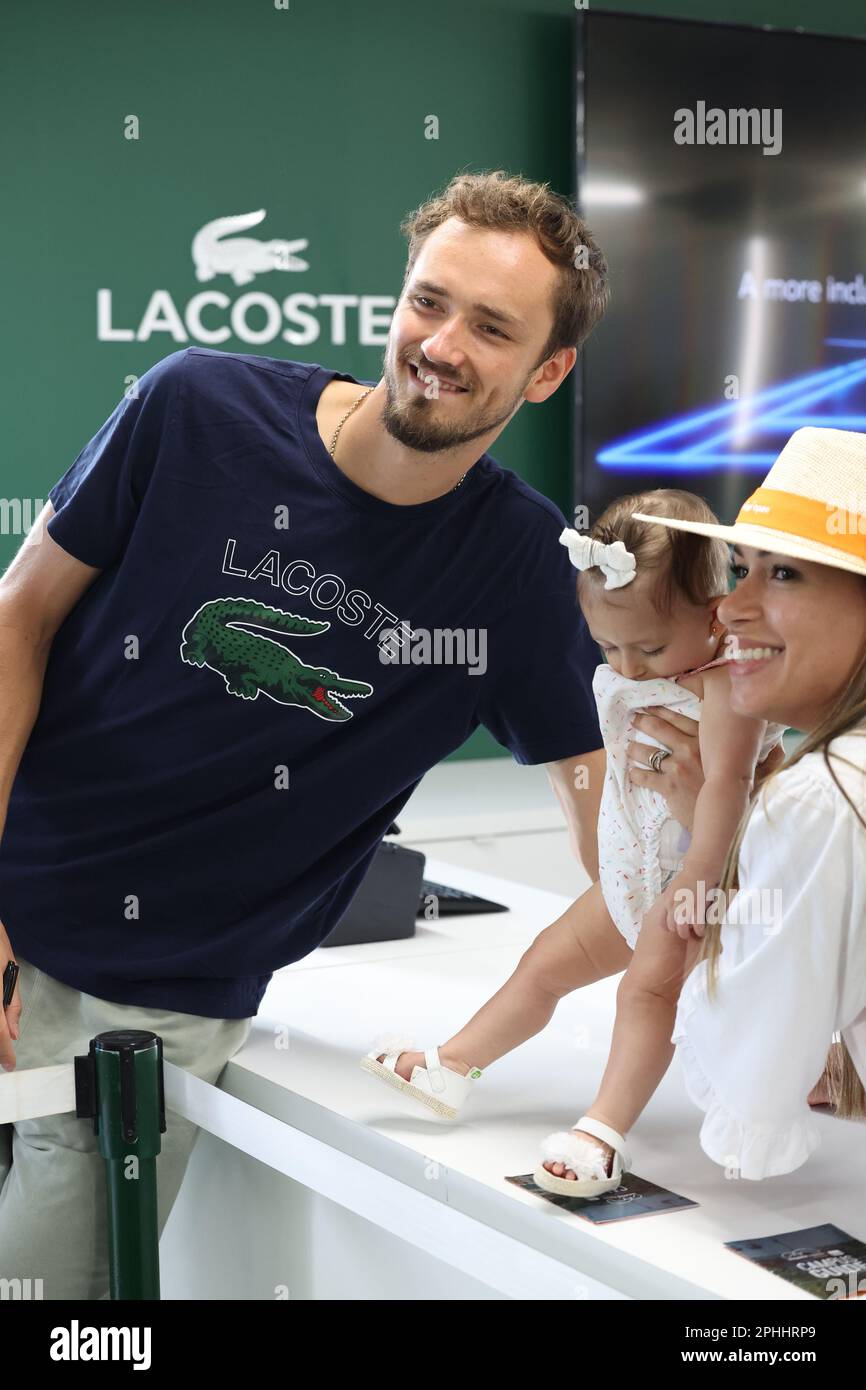 MIAMI GARDENS, FLORIDA - 27 MARZO: Daniil Medvedev il giorno 9 del Miami Open all'Hard Rock Stadium il 27 marzo 2023 a Miami Gardens, florid persone: Daniil Medvedev Foto Stock