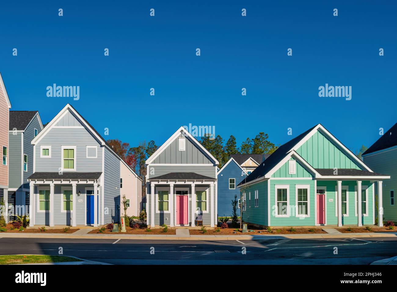 Nuove case in un quartiere residenziale a Myrtle Beach, South Carolina, USA. Foto Stock