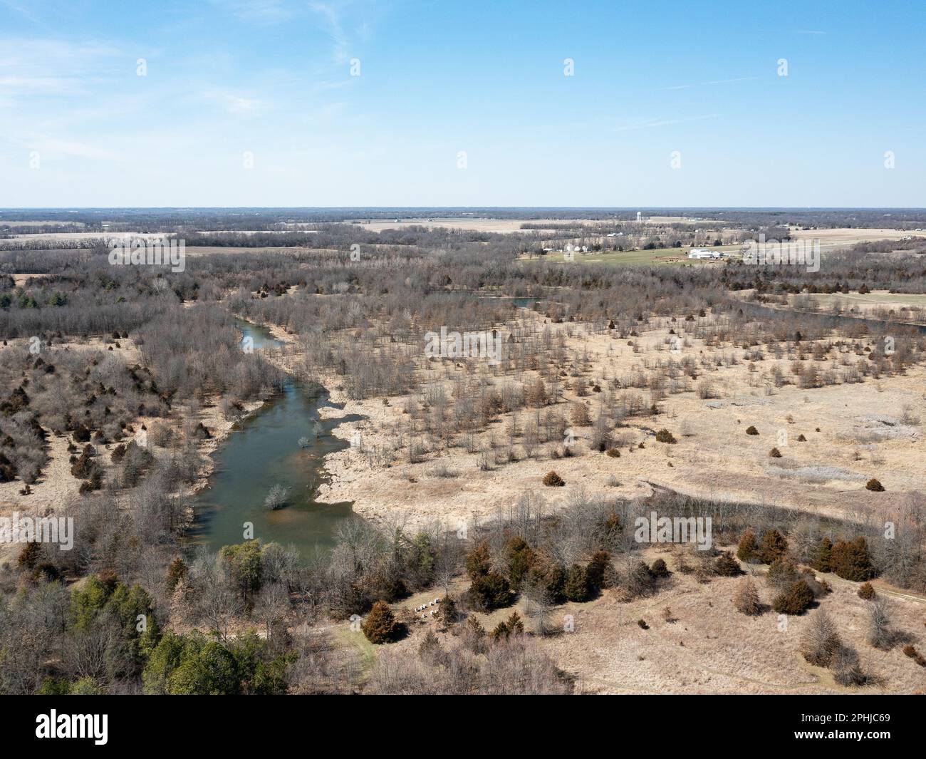 Paesaggio di ex miniera di carbone a strisce alla periferia di Columbia Missouri Foto Stock