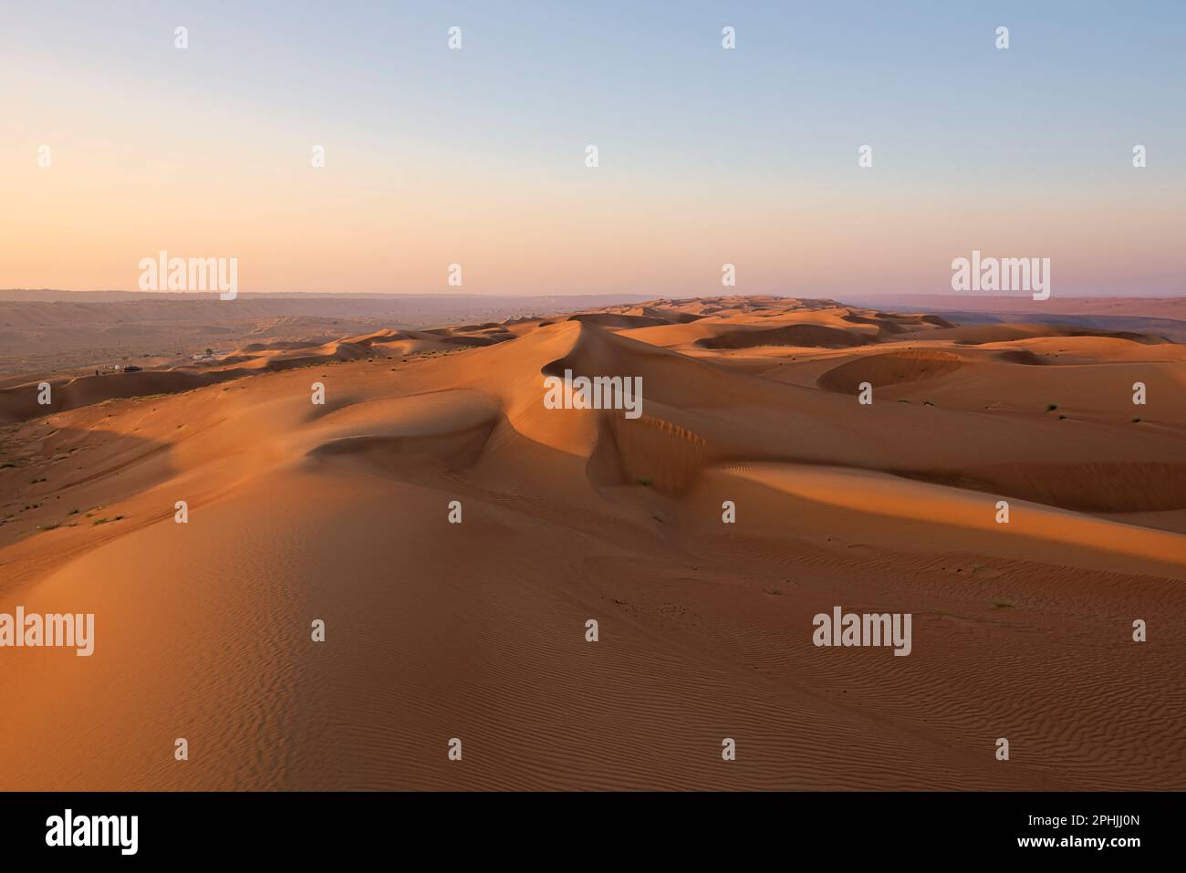 Dune di sabbia scolpite, Wahiba Sands, Ash Sharqiyah, Oman Foto Stock