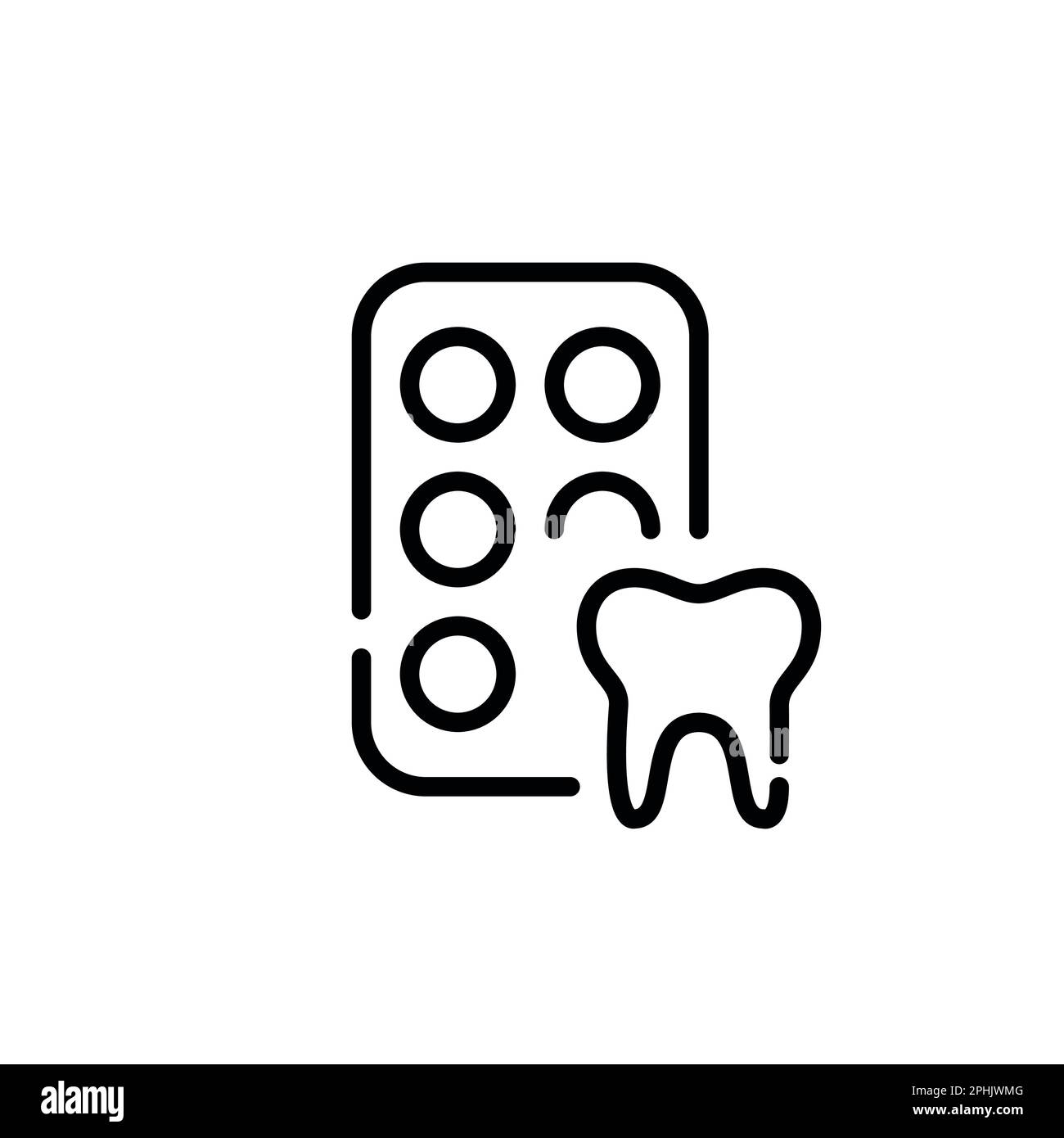 Farmaci dentali. Compresse in una confezione blister. Pixel Perfect, icona del tratto modificabile Illustrazione Vettoriale