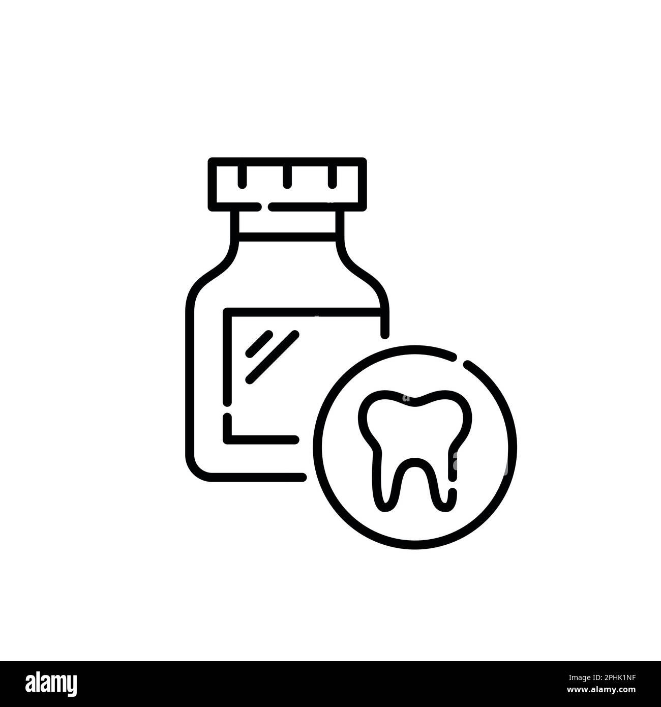 Farmaci dentali. Pillole in una bottiglia. Pixel Perfect, icona del tratto modificabile Illustrazione Vettoriale