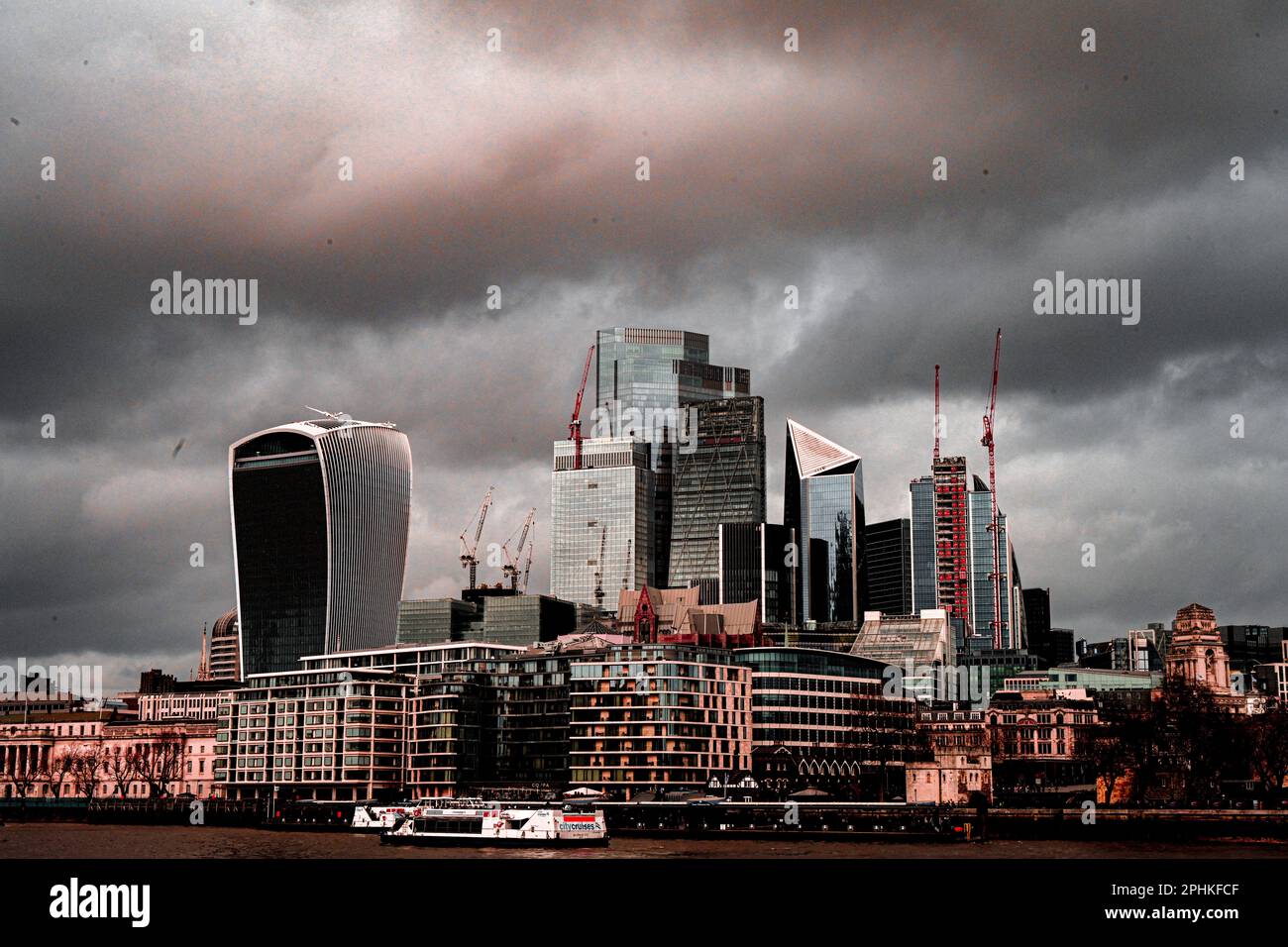 Punti di riferimento della città di Londra, Walkie Talkie Building, panorama della città Foto Stock