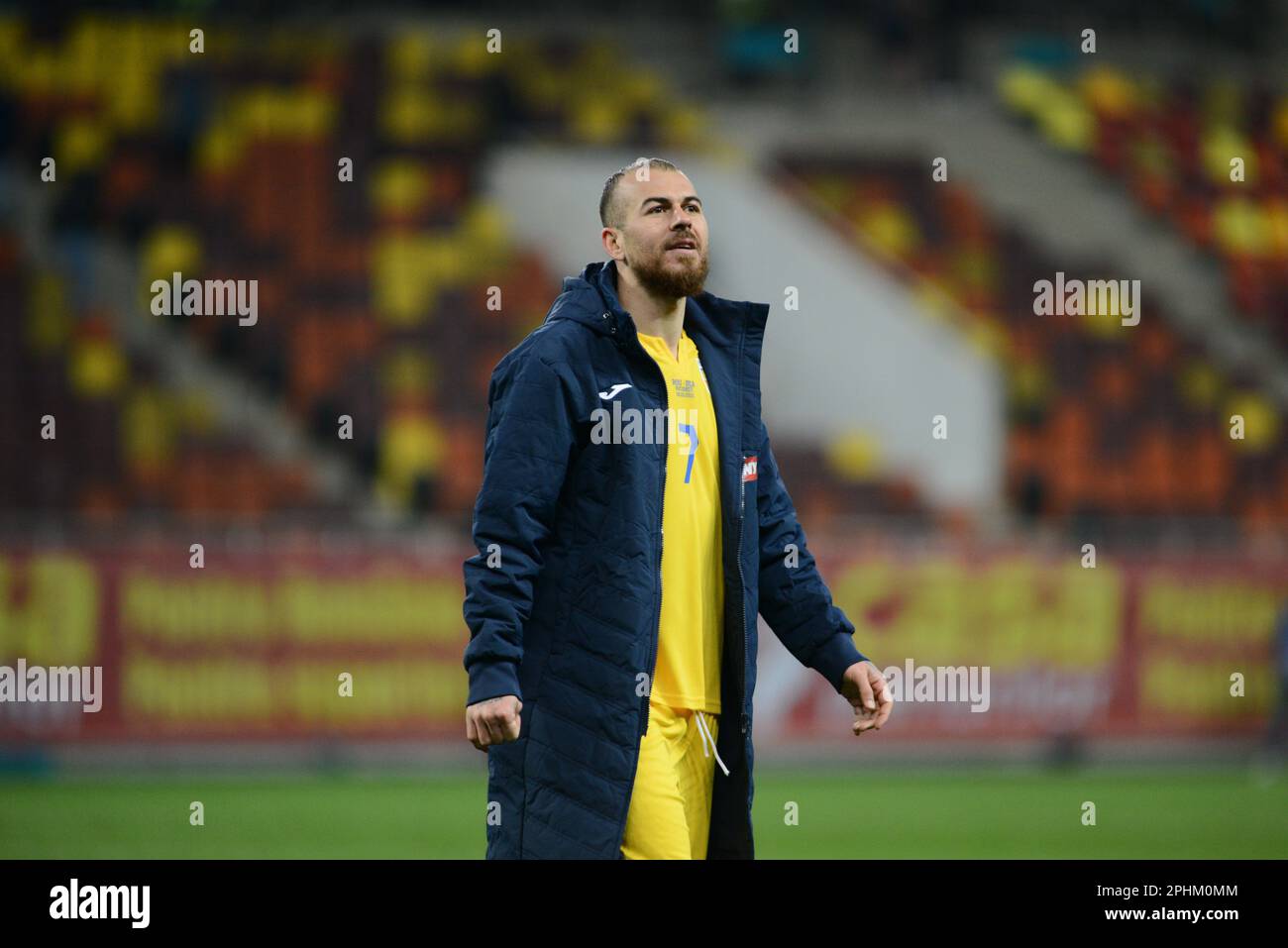 Denis Alibec #7 durante il gioco di qualificazione euro 2024 Romania vs Bielorussia giocato il 28.03.2022, Bucarest , Cristi Stavri Foto Stock