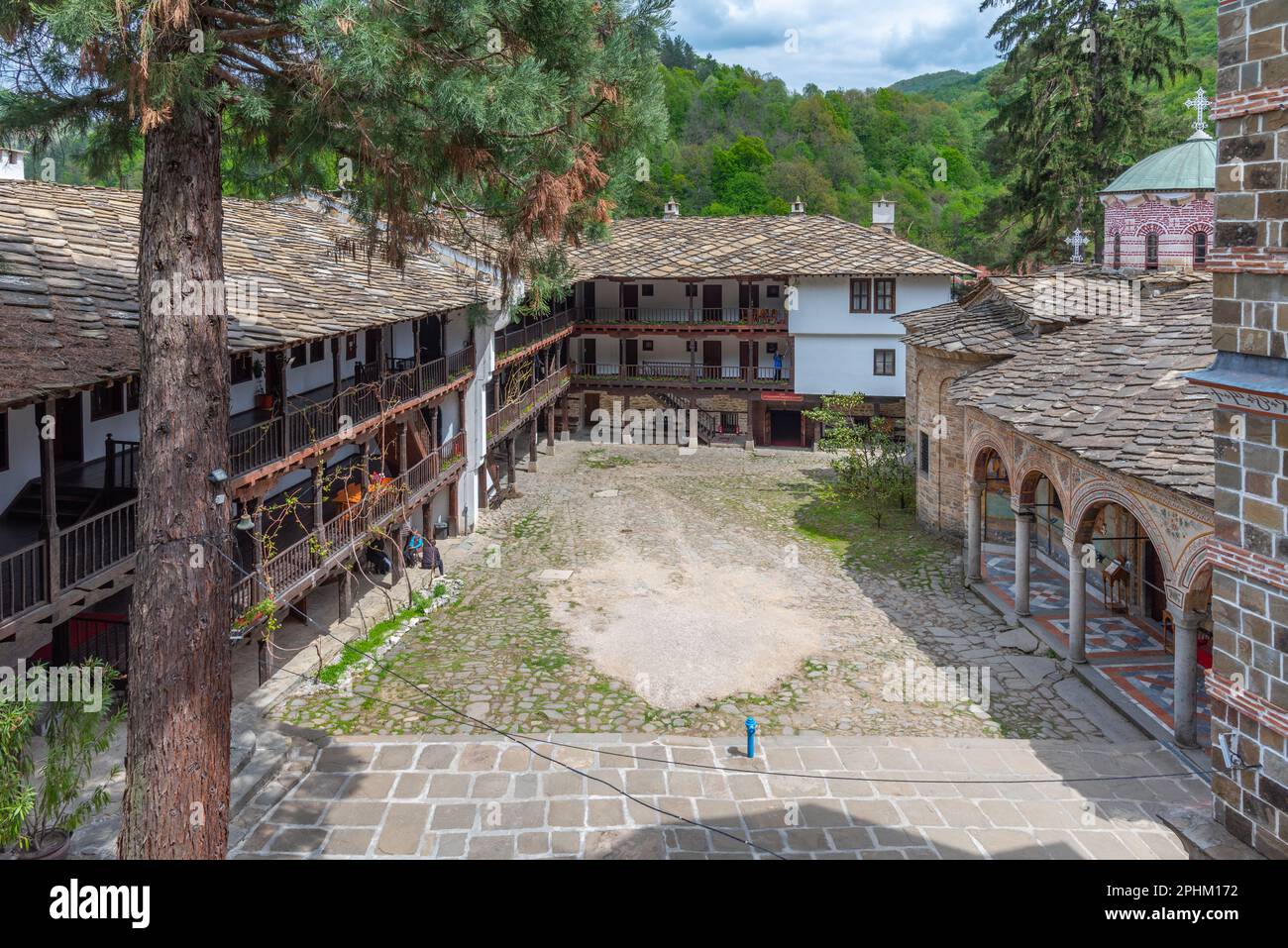 Particolare di una chiesa situata all'interno del monastero di troyan in Bulgaria. Foto Stock