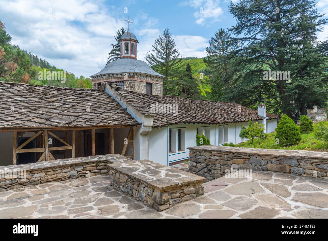 Particolare di una chiesa situata all'interno del monastero di troyan in Bulgaria. Foto Stock