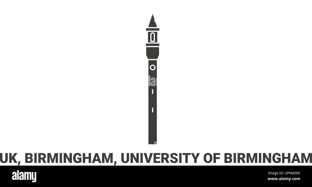 Inghilterra, Birmingham, Università di Birmingham, viaggio punto di riferimento vettore illustrazione Illustrazione Vettoriale