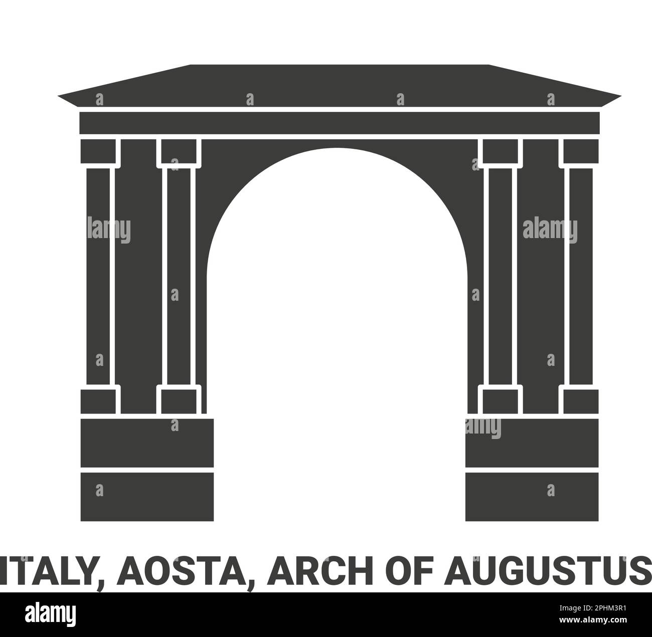 Italia, Aosta, Arco di Augusto viaggio punto di riferimento vettoriale illustrazione Illustrazione Vettoriale