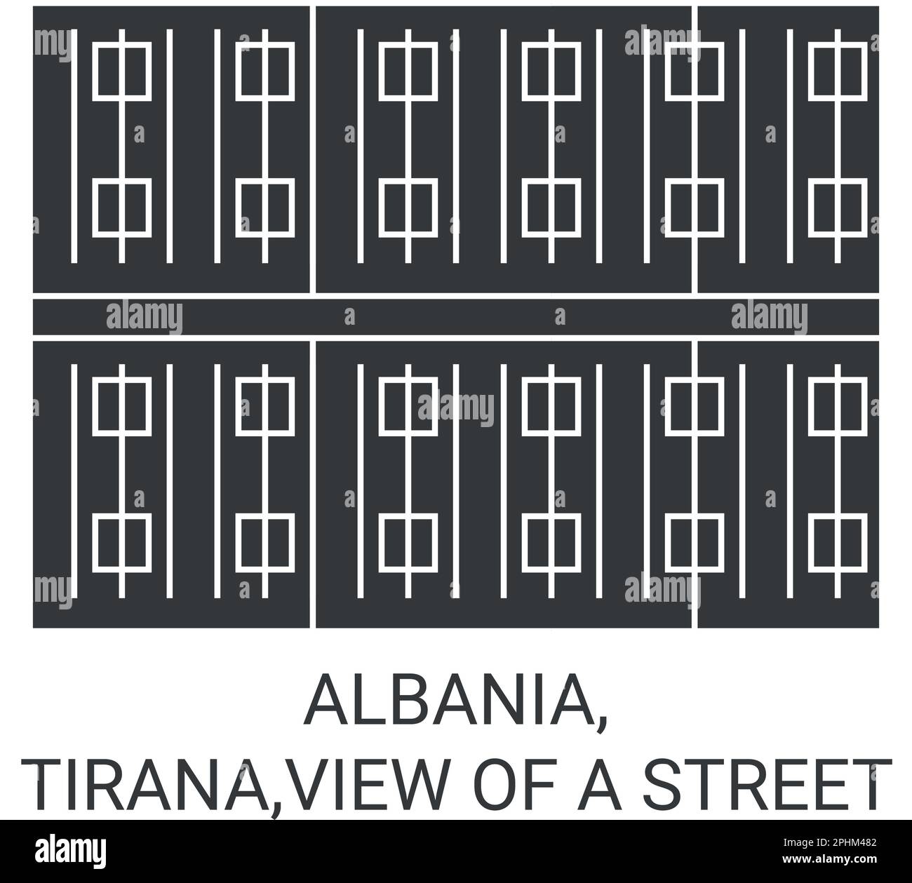 Albania, Tirana, Vista Di Una strada viaggio punto di riferimento vettoriale illustrazione Illustrazione Vettoriale