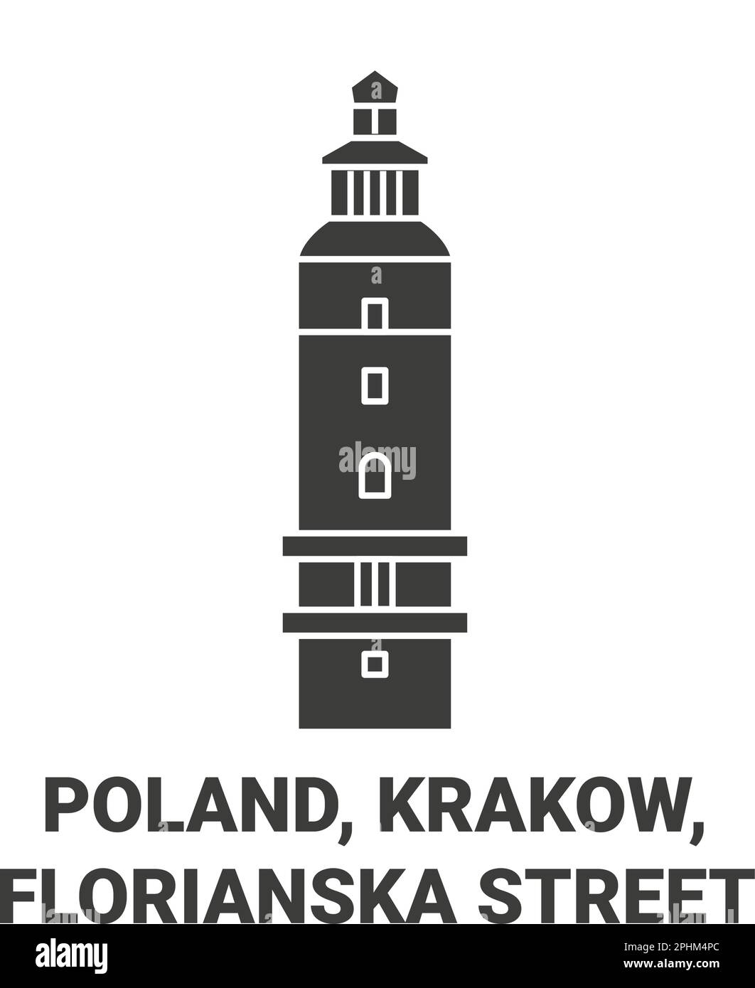Polonia, Cracovia, Florianska Street viaggio punto di riferimento vettoriale illustrazione Illustrazione Vettoriale