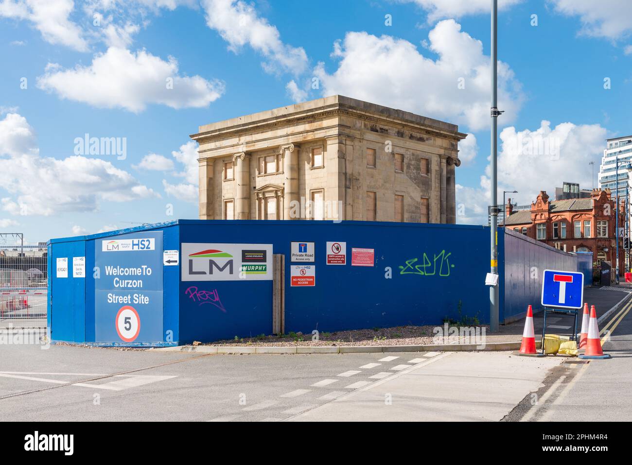 HS2 i lavori di costruzione proseguono nella zona Eastside di Birmingham intorno a Curzon Street e alla vecchia stazione di Curzon Street Foto Stock
