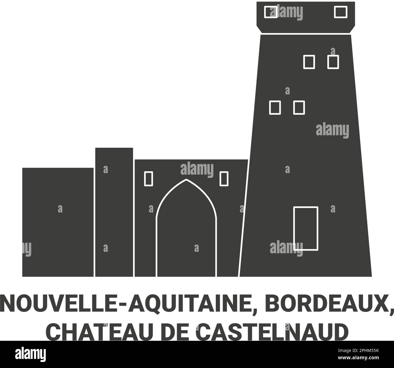Francia, Nouvelleaquitaine, Bordeaux, Chateau De Castelnaud viaggio punto di riferimento illustrazione vettore Illustrazione Vettoriale