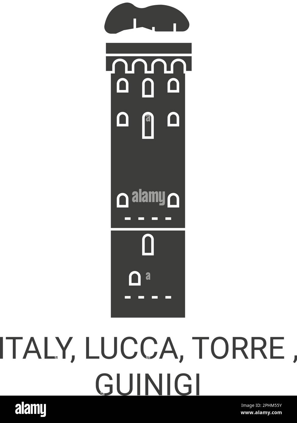 Italia, Lucca, Torre , Guinigi viaggio punto di riferimento vettoriale illustrazione Illustrazione Vettoriale