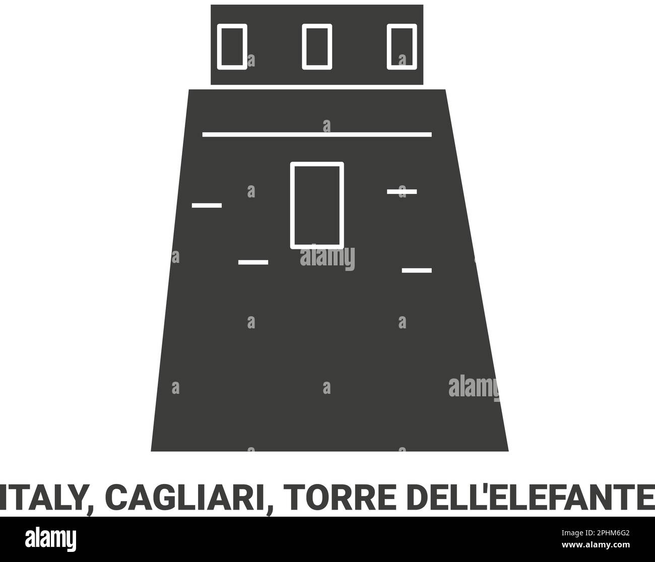 Italia, Cagliari, Torre dell'elefante viaggio punto di riferimento vettoriale illustrazione Illustrazione Vettoriale