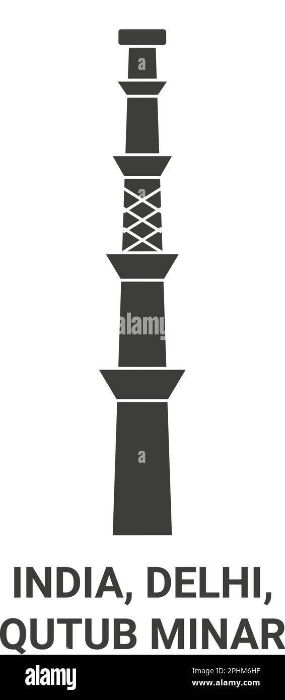 India, Delhi, Qutub Minar, viaggio punto di riferimento vettore illustrazione Illustrazione Vettoriale