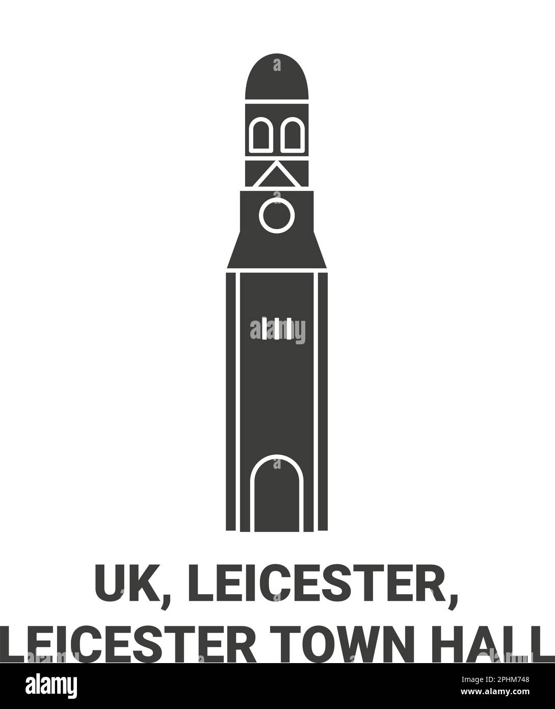 Inghilterra, Leicester, Leicester Town Hall viaggio punto di riferimento vettore illustrazione Illustrazione Vettoriale