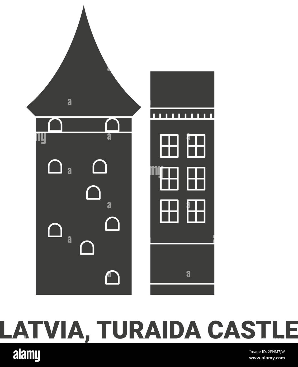 Lettonia, Castello di Turaida, viaggio punto di riferimento vettore illustrazione Illustrazione Vettoriale