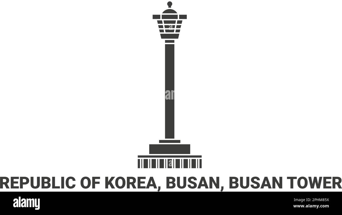 Repubblica di Corea, Busan, Busan Tower, viaggio punto di riferimento vettoriale illustrazione Illustrazione Vettoriale